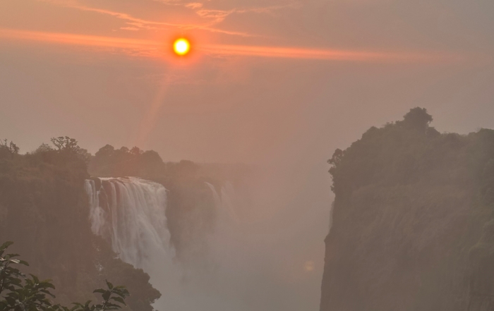 Victoria Falls at sunrise in October